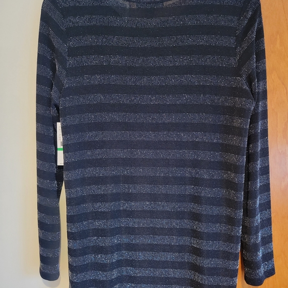 Karen Kane Black and Silver Striped Top - Picture 2 of 4